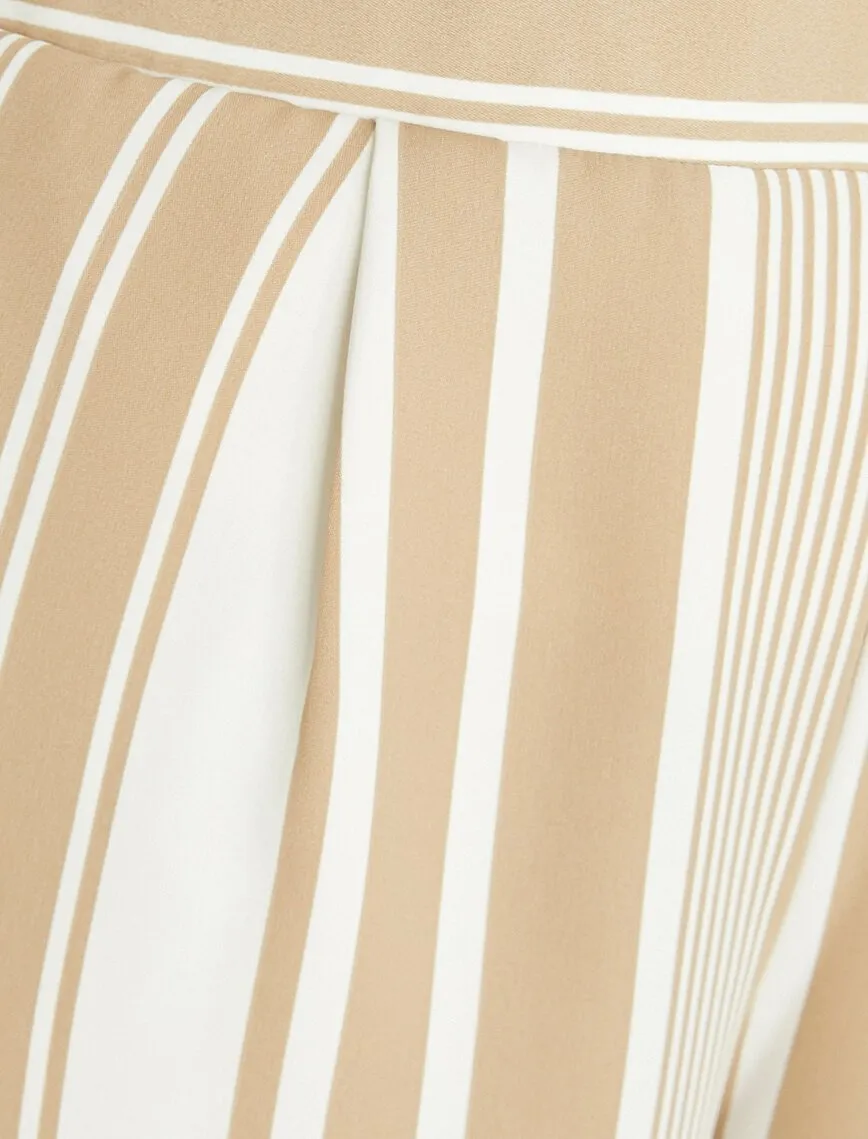 16341 Beige Striped Culotte Trousers