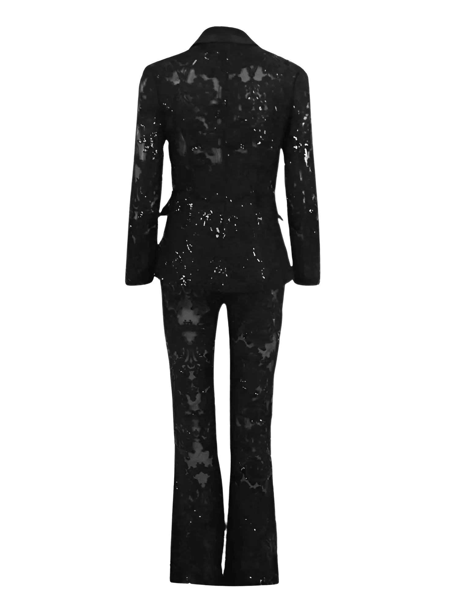 2024 Designer Runway Suit Set Women's Single Button Lace Sequined Blazer Pants Suit