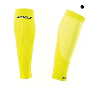 2XU Performance Run Calf Sleeves Fluro Yellow/Vibrant Blue X-Large