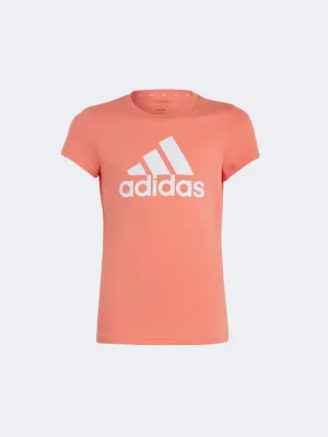 Adidas Essentials Big Logo Girls Sportswear T-Shirt Coral Fusion