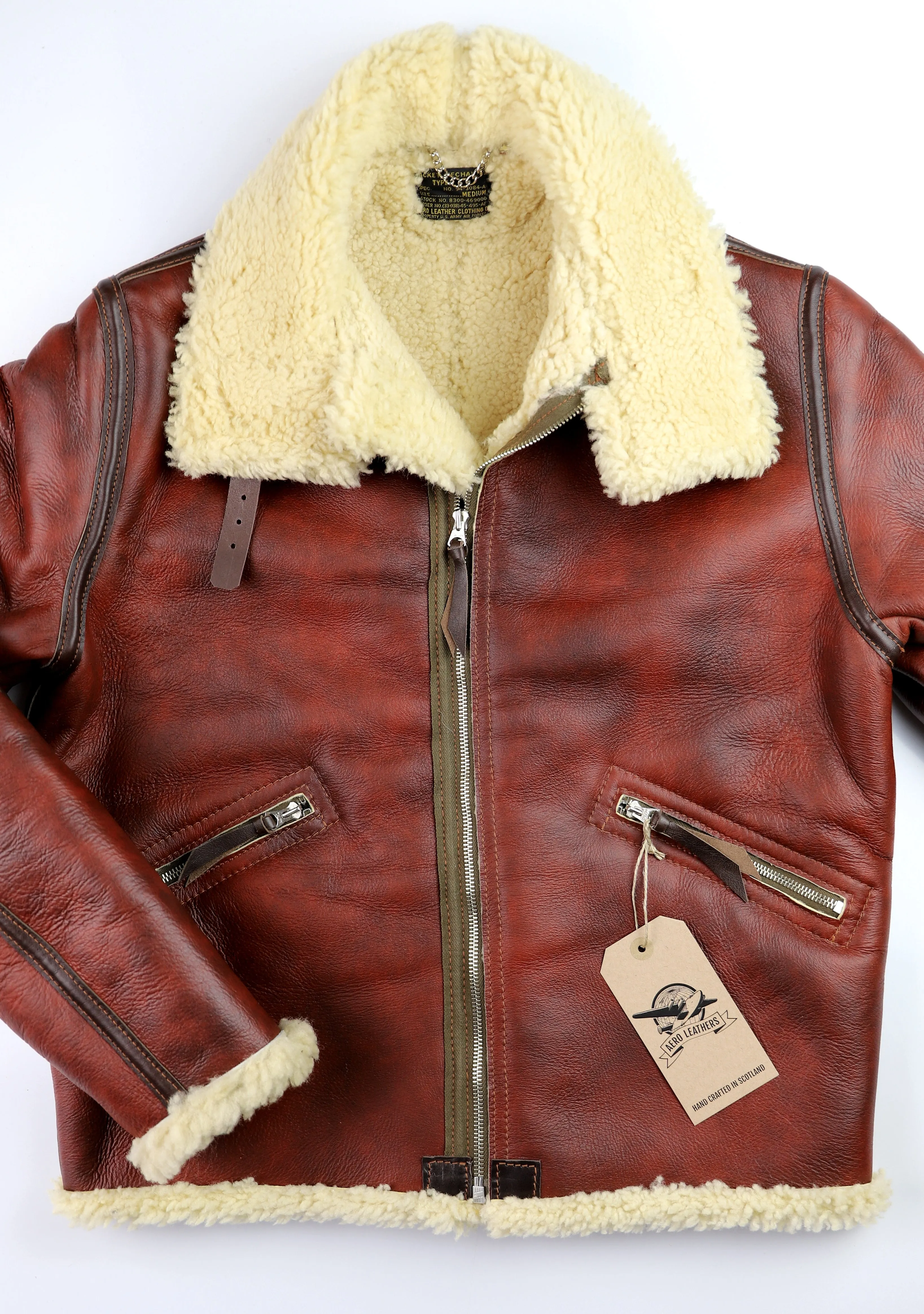 Aero D-1 Military Flight Jacket, size 40, Redskin with Dark Seal Vicenza Horsehide Trim