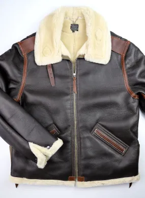 Aero Two-Tone B-6 Military Flight Jacket, size 46, Seal Brown with Russet Vicenza Horsehide Trim