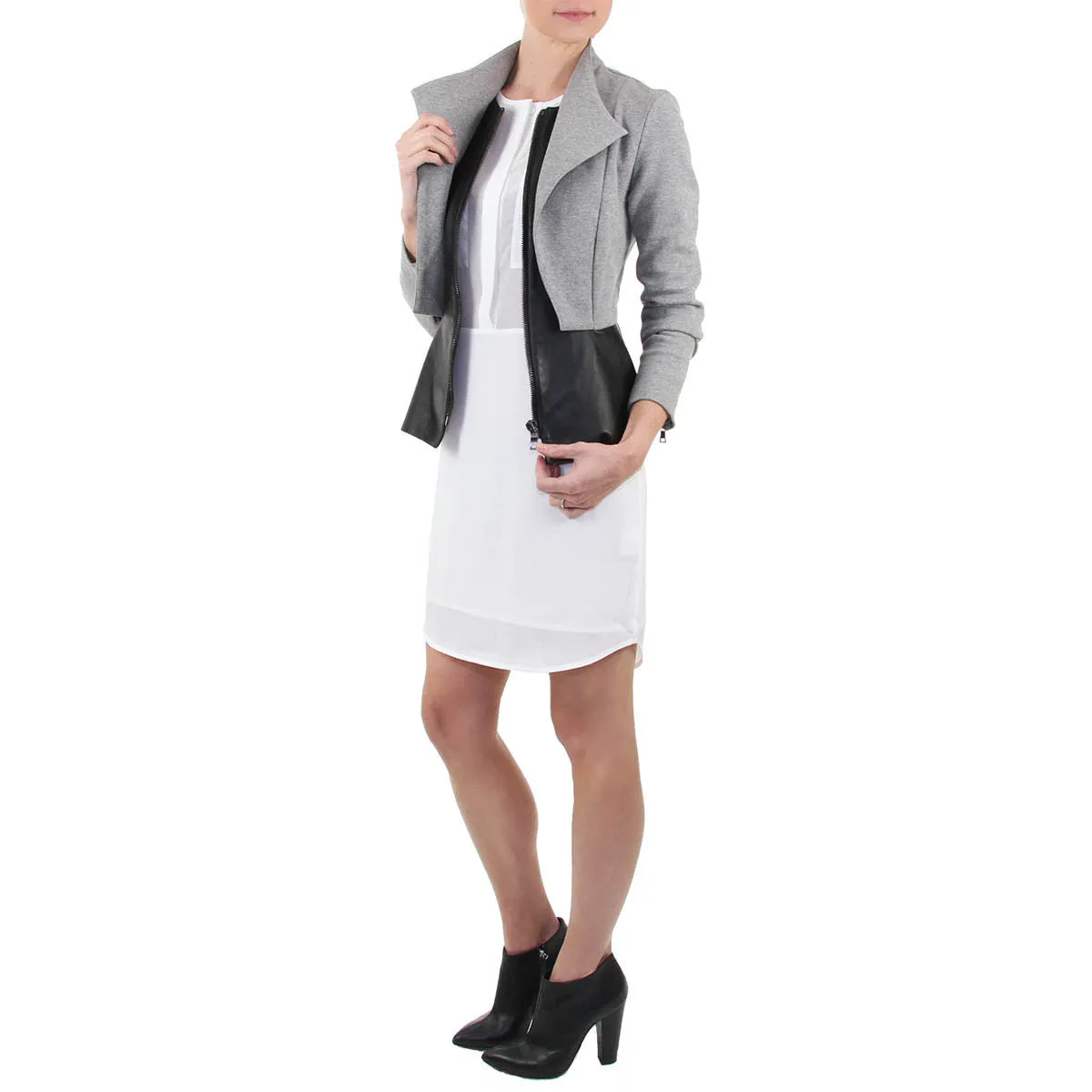 Aether Jacket - Leather Peplum Combo Jacket