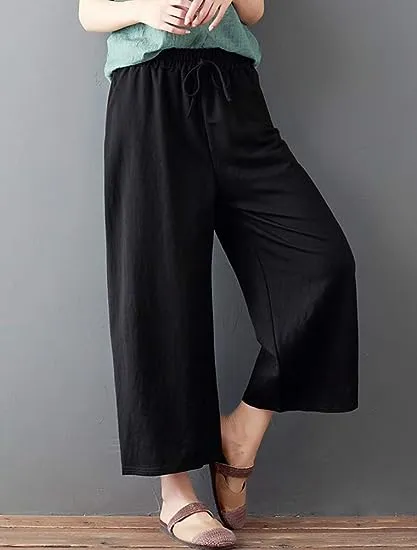 Airy Linen wide leg Draw-String Pants