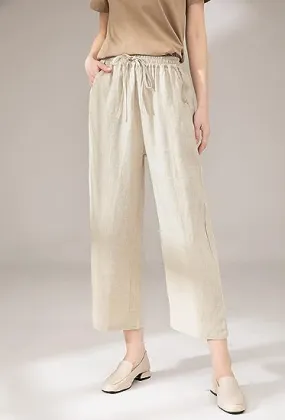 Airy Linen wide leg Draw-String Pants