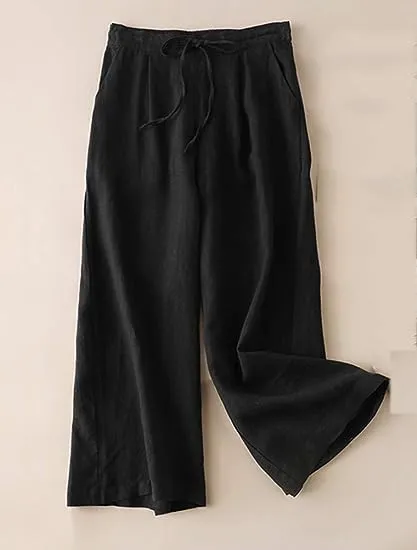 Airy Linen wide leg Draw-String Pants