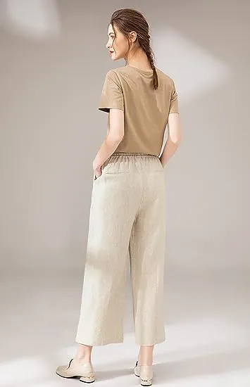 Airy Linen wide leg Draw-String Pants