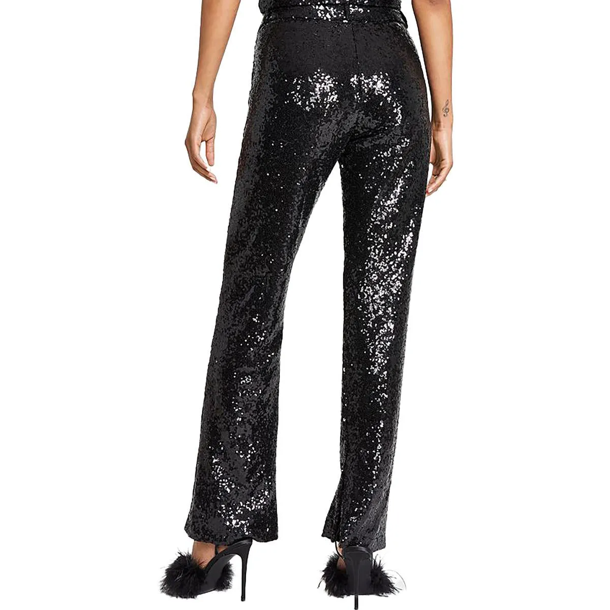 Alex & Sophia Womens Juniors Sequined Party Trouser Pants