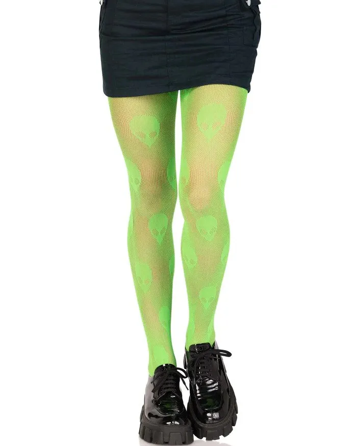 Alien Green Net Tights