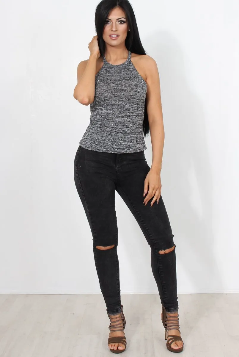 Alli Grey High Neck Top