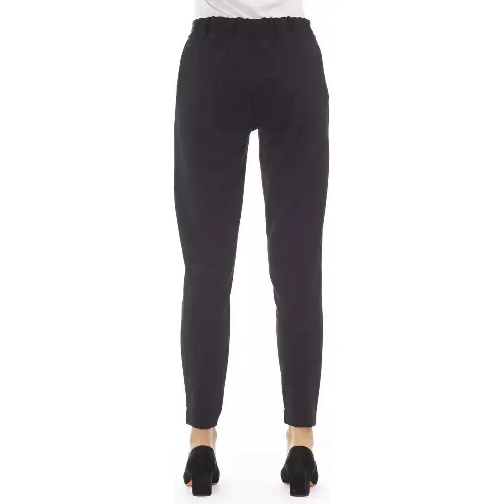 Alpha Studio Black Polyester Women Pant