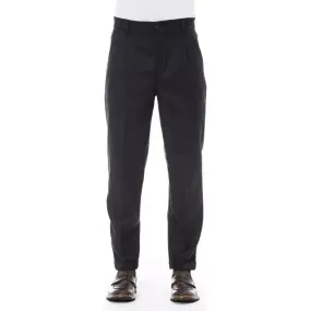 Alpha Studio Gray Wool Men Pant