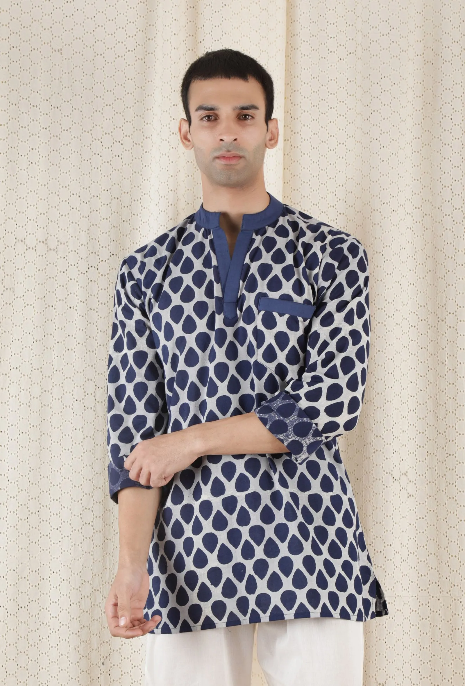 Aouli Cotton Indigo Short Kurta