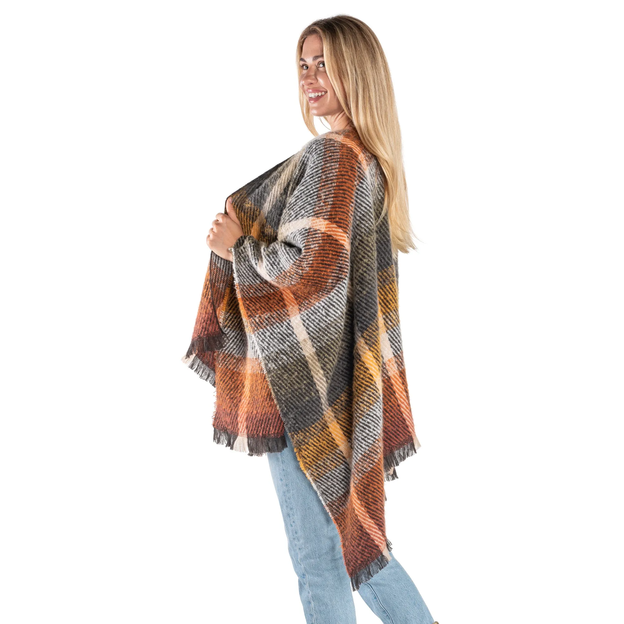 Autumn Plaid Knit Cozy Coat Wrap