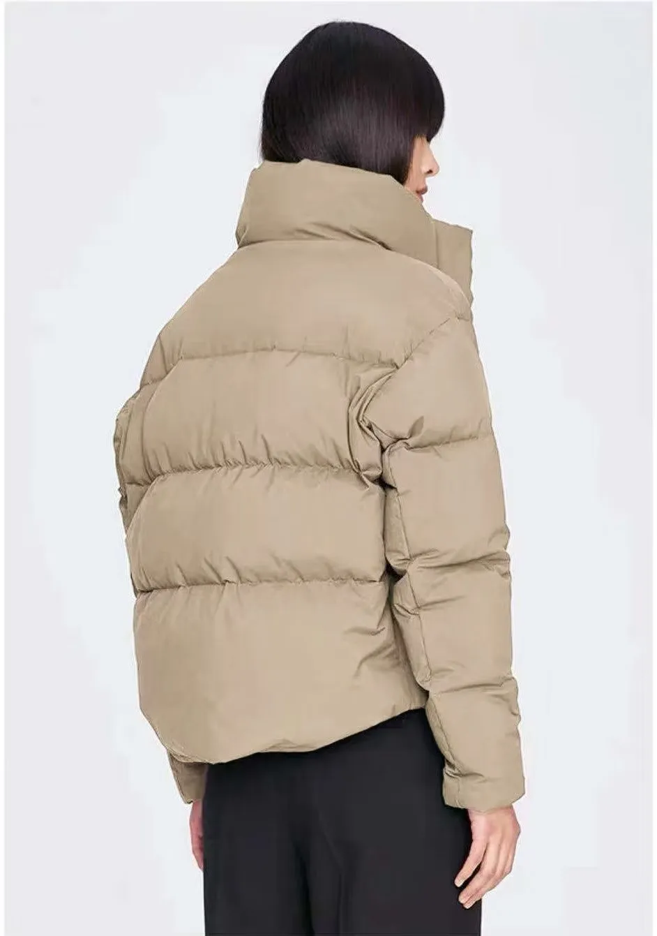 Autumn Winter Office Short Korean Jacket Brown Cotton Padded Coat