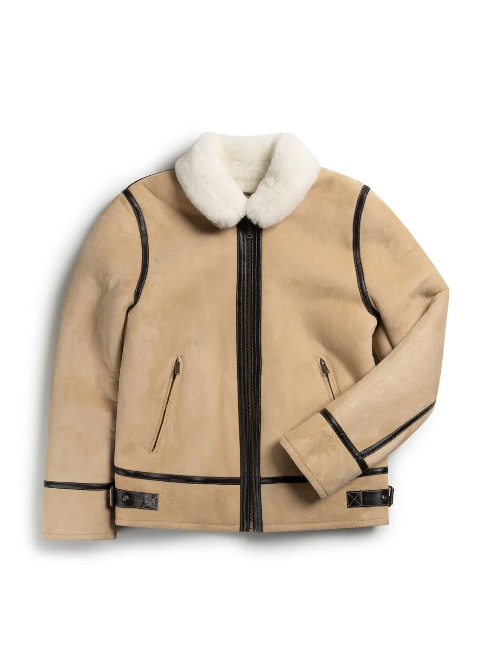 Aviator Shearling Jacket | Suede | Stone