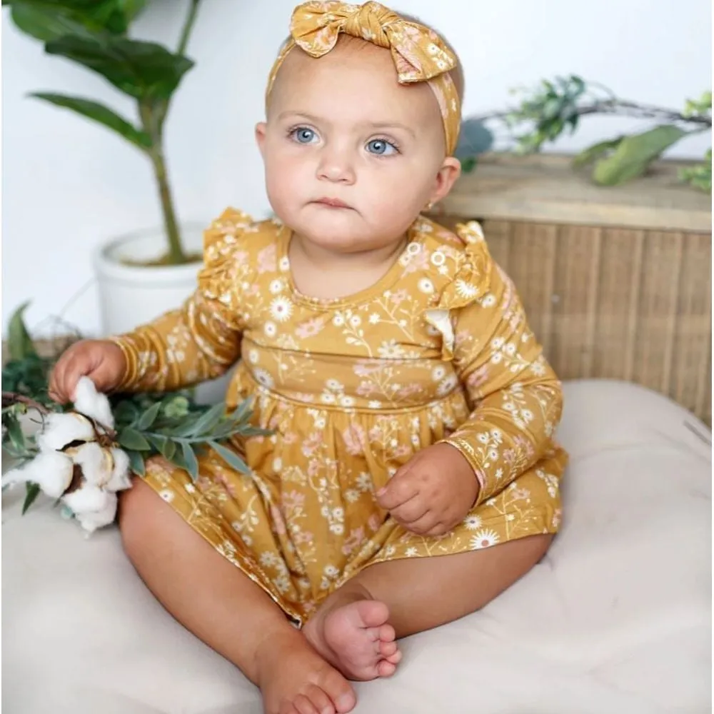 Bamboo Long Sleeve Flutter Baby Dress