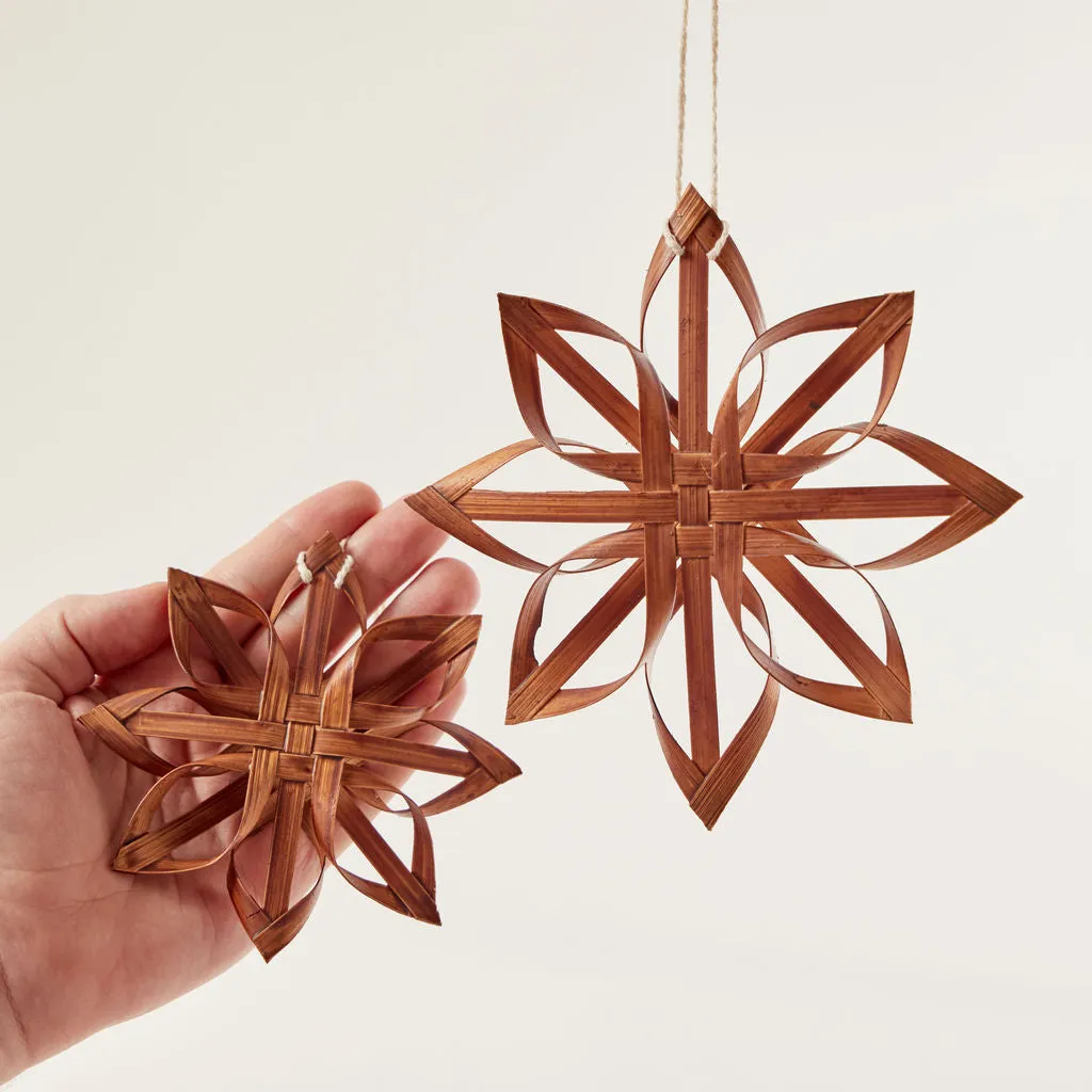 Bamboo Stars Brown Ornament Set