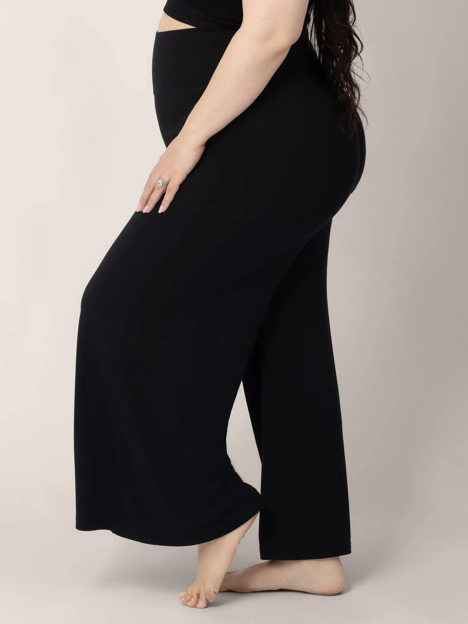 Bamboo Wide Leg Maternity & Postpartum Lounge Pant | Black