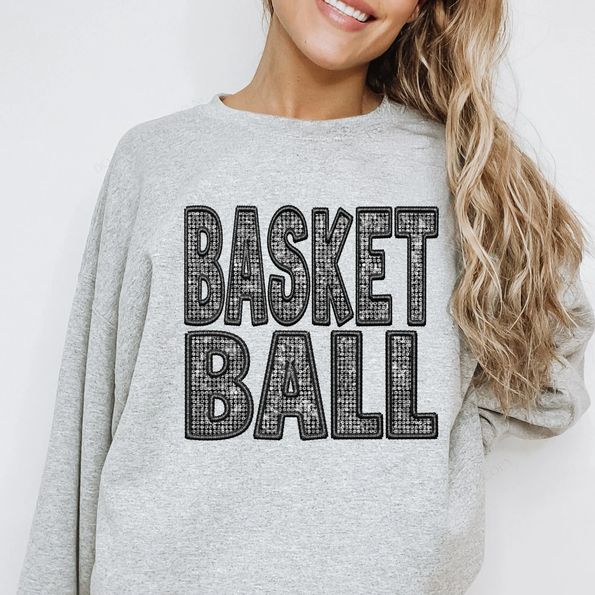 Basketball  Faux Embroidery Diamonds Sweatshirt/Graphic Tee W/color options