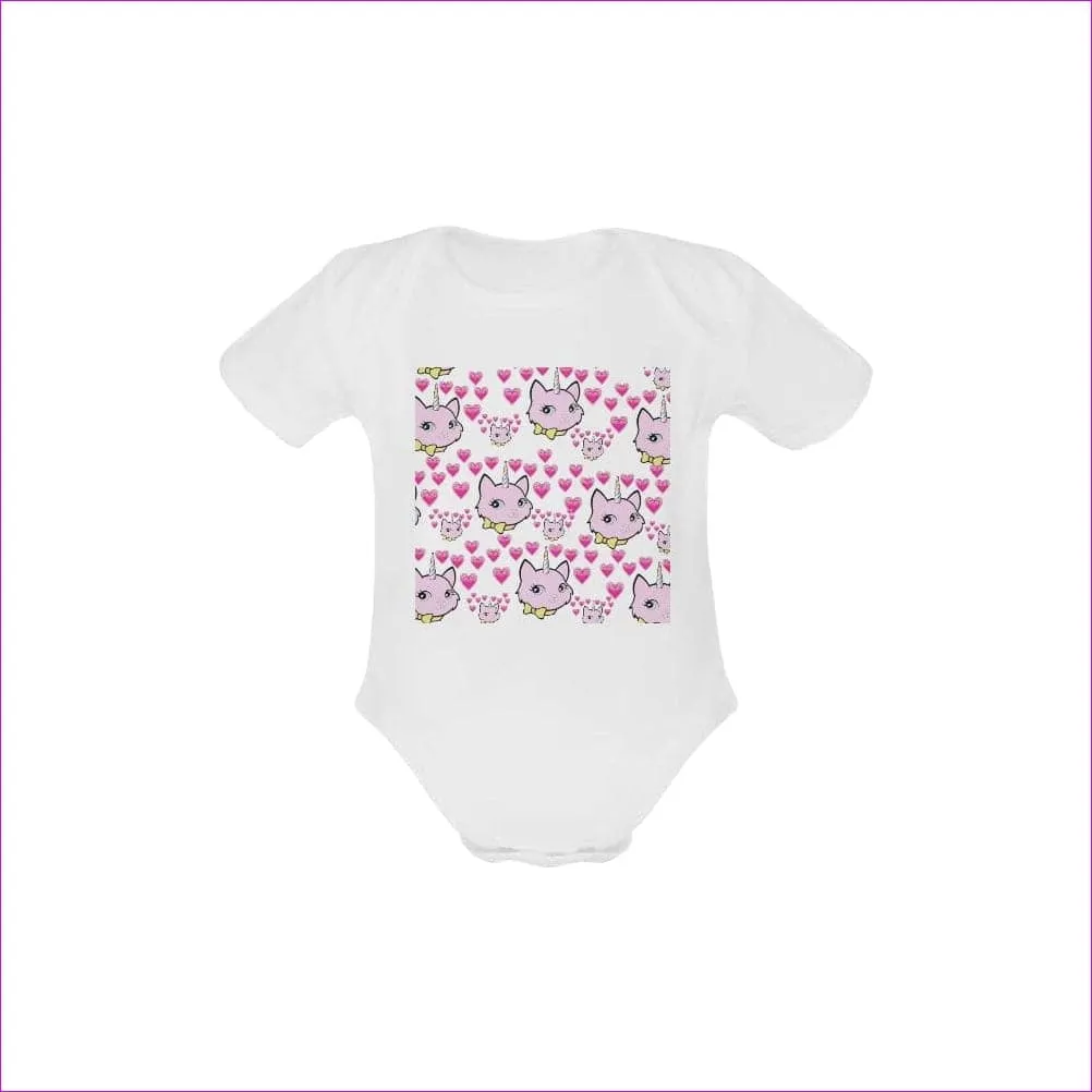 Bec & Friends Uni-Kitten  Baby's Organic Short Sleeve One Piece