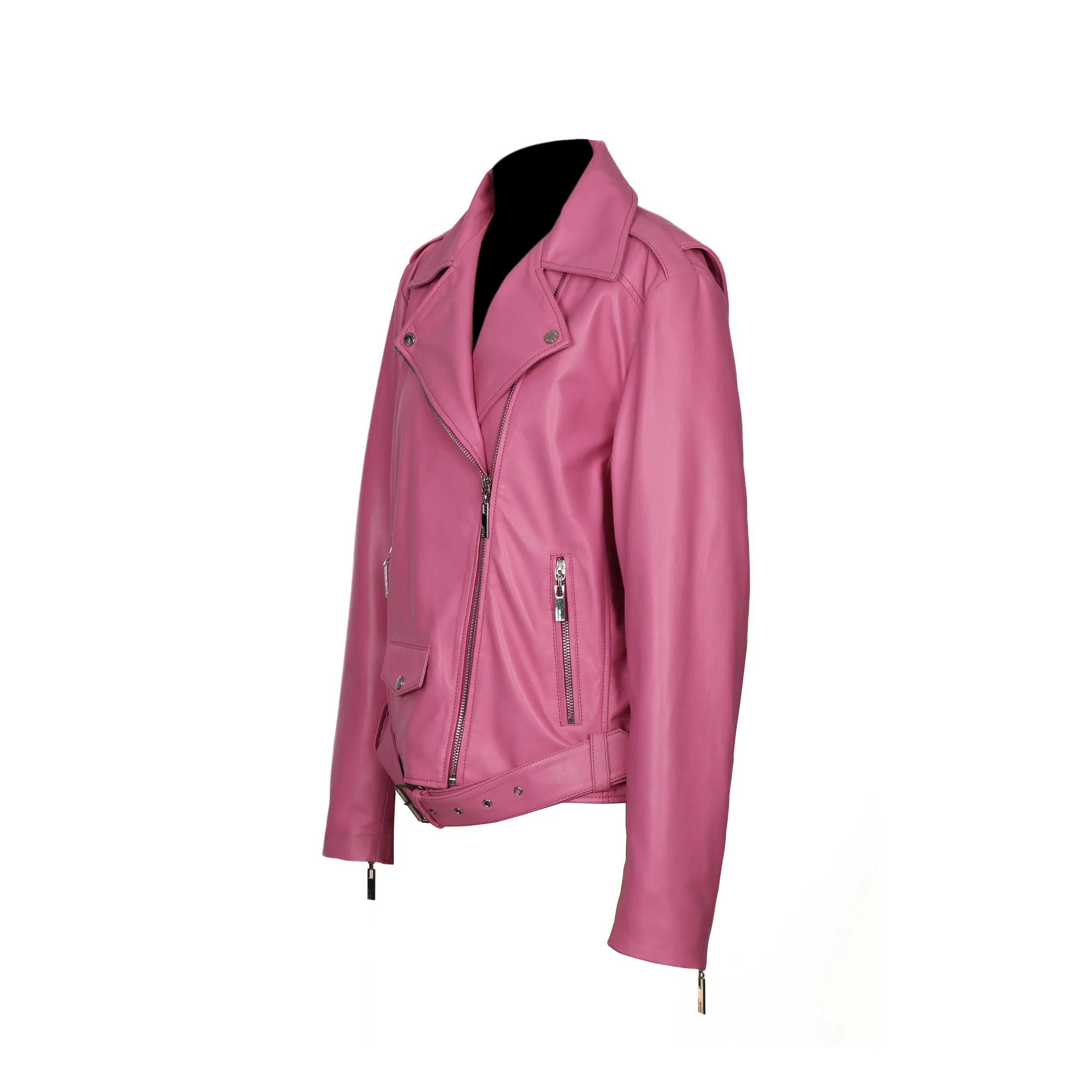 Becca Womens Pink Leather Jacket