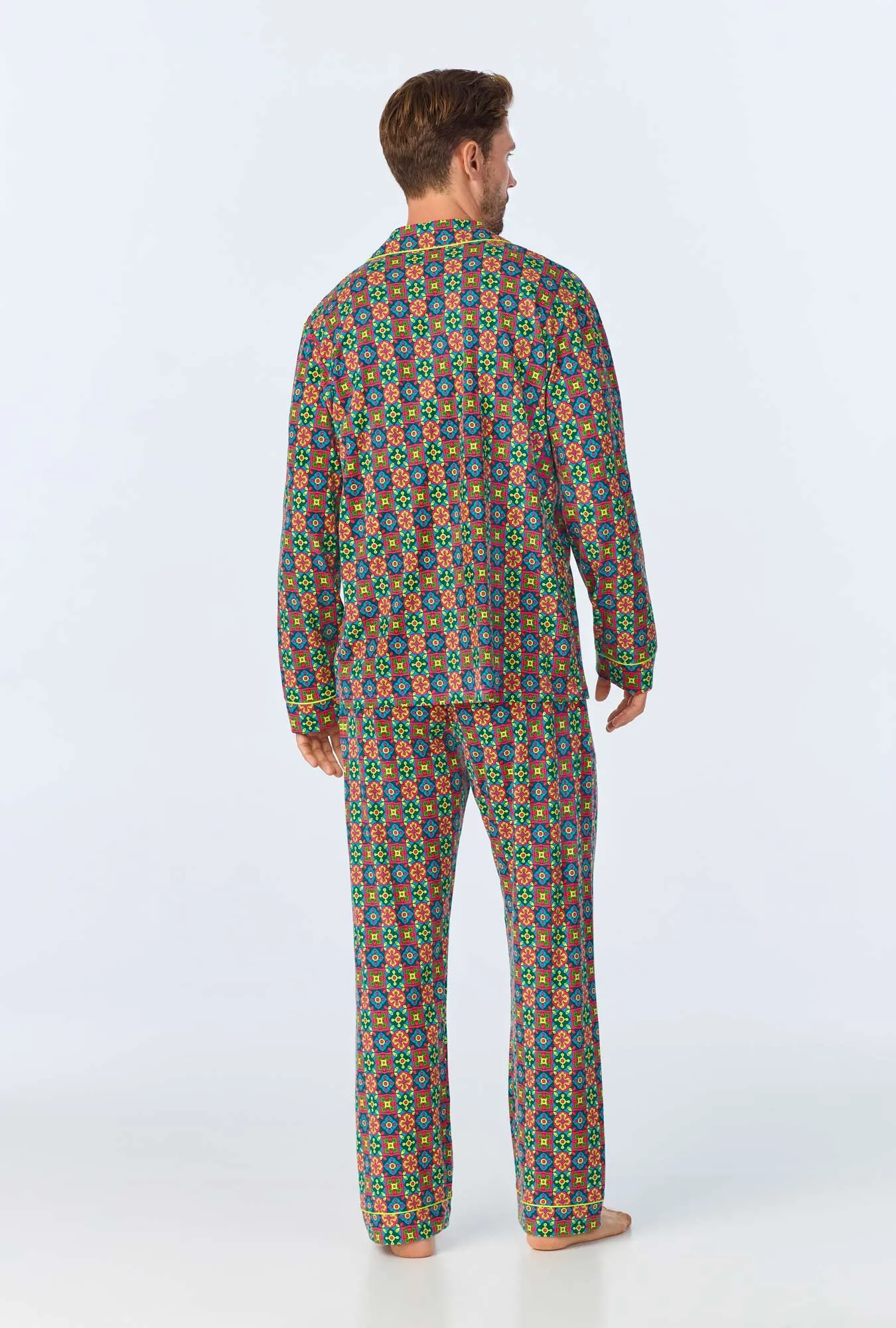 BedHead x Mr. Turk Pretty Tiles Men's Long Sleeve Classic Stretch Jersey PJ Set