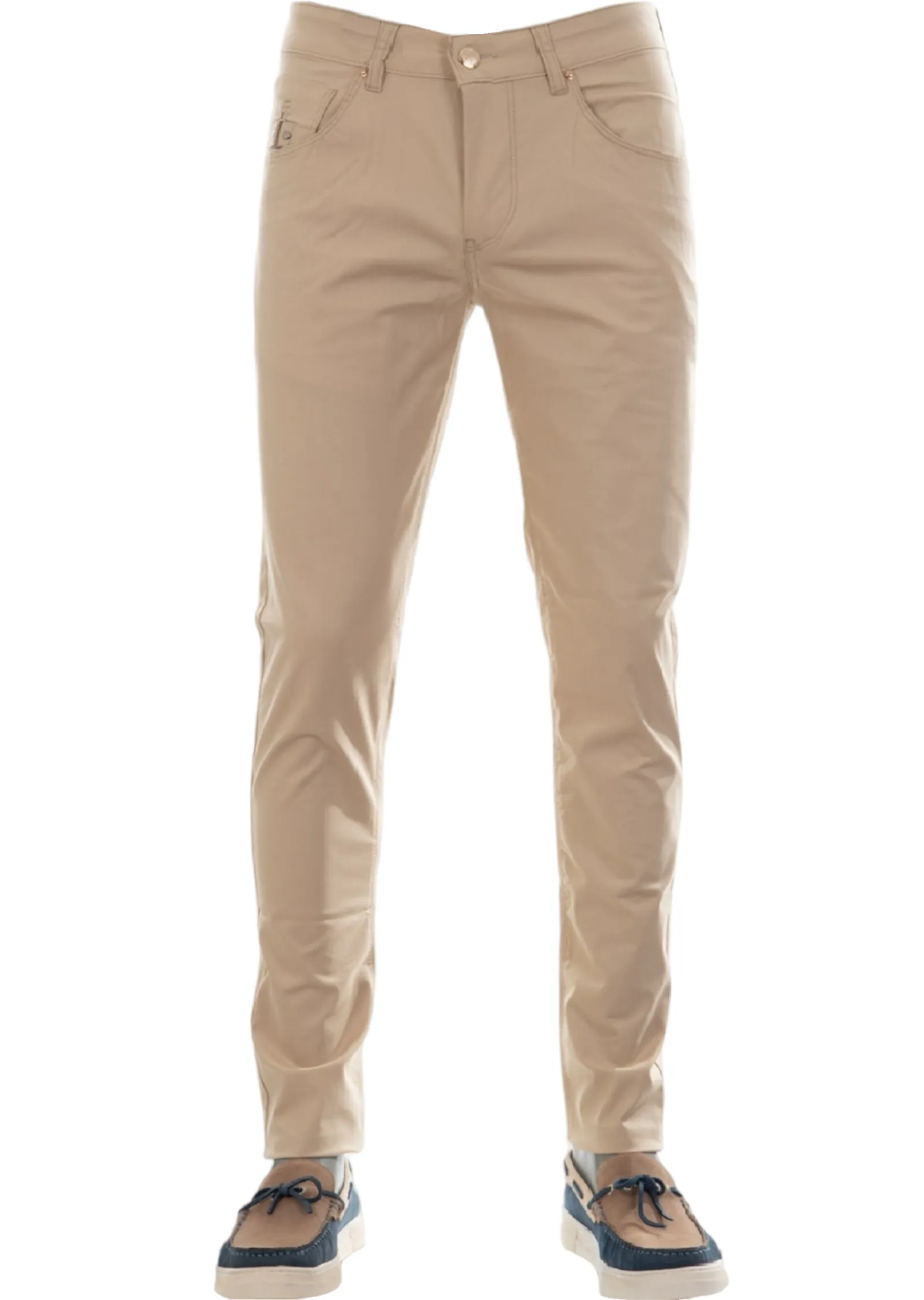 Beige Buckle Tech Cotton Pants