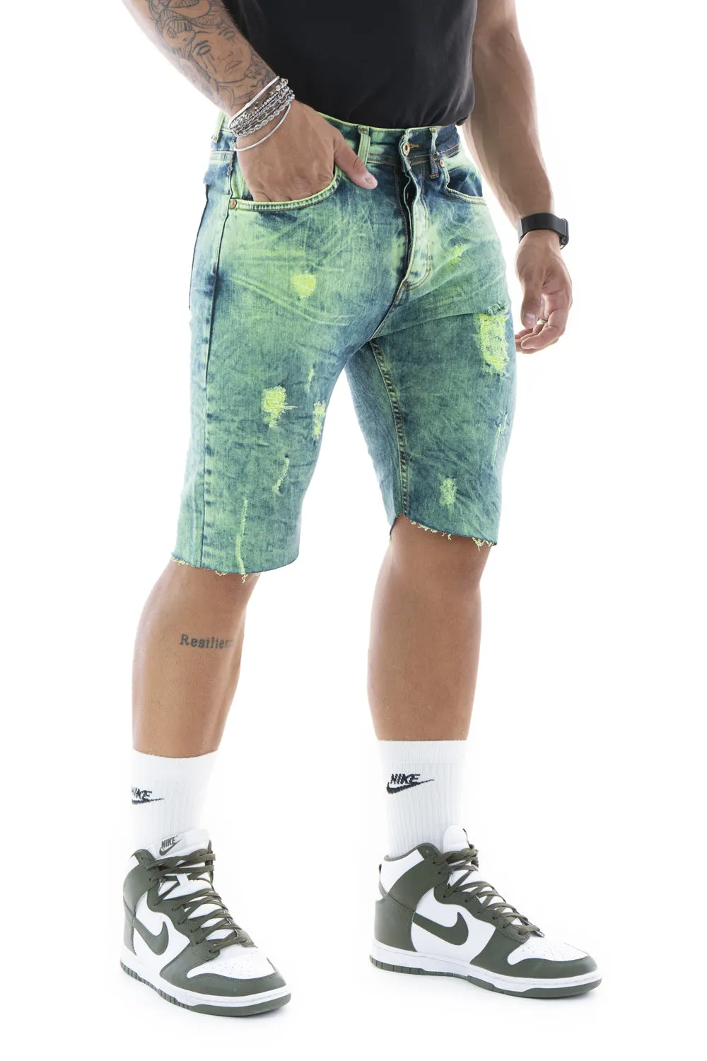 Bermuda Jeans Verde Art.Fusion Cianotic Mod. 5 Tasche Color Art. Bm13