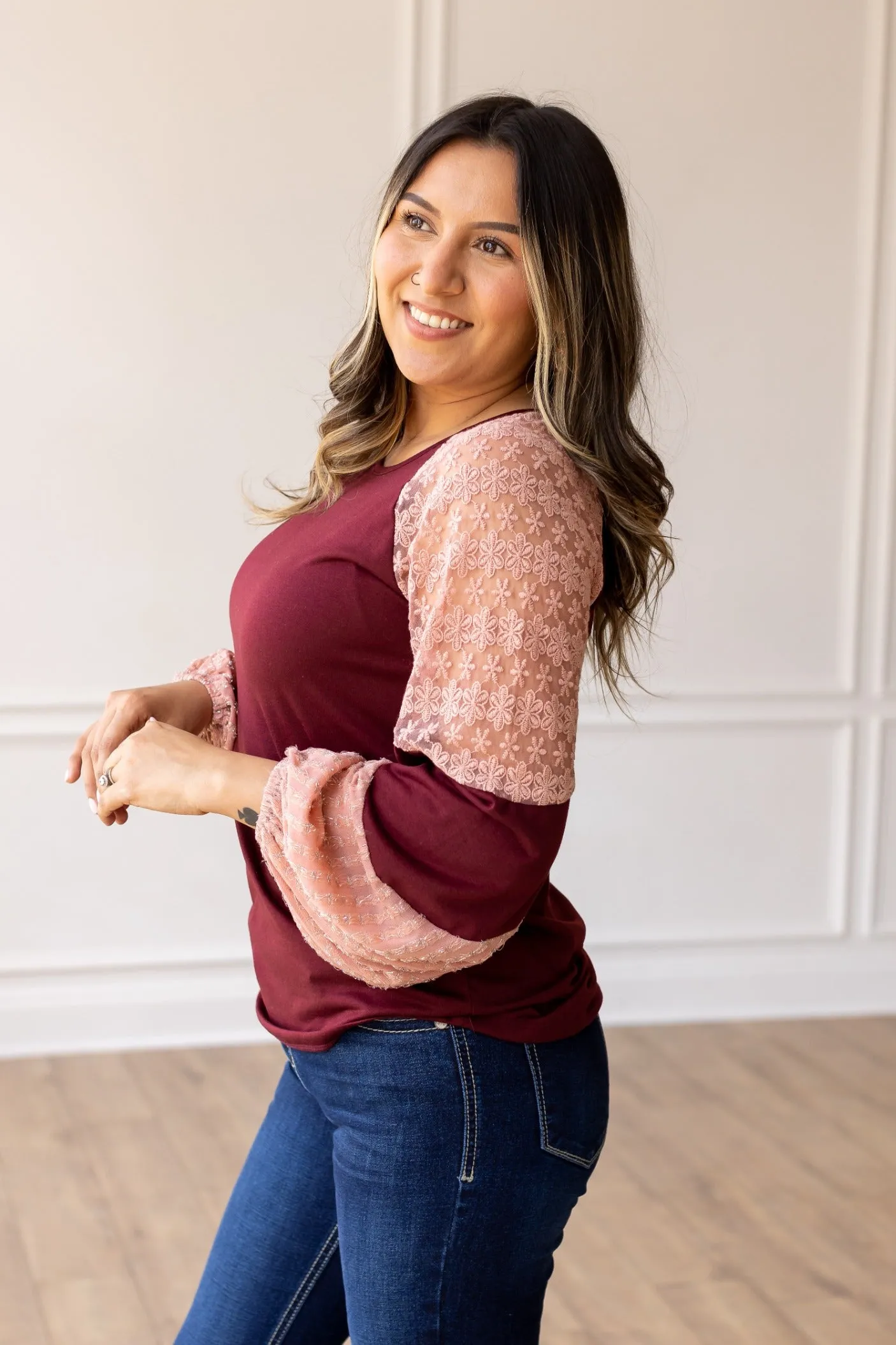 Berry Blush Lace Fusion Top