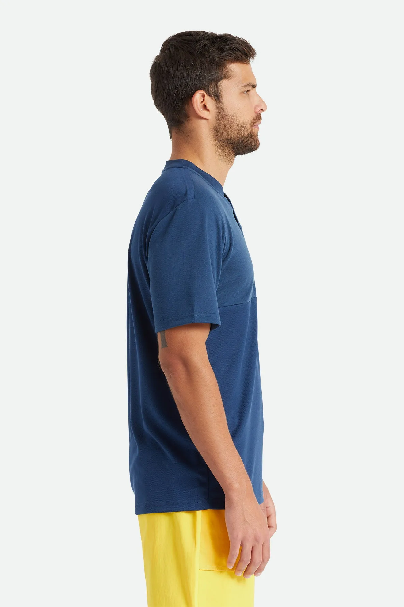 Beta Square Quick Dry S/S Henley Tee - Joe Blue