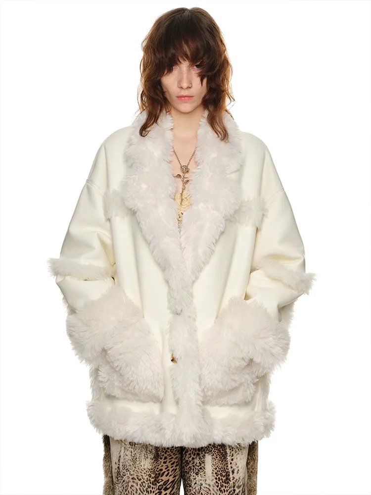 Black & White Reversible Shearling Coat