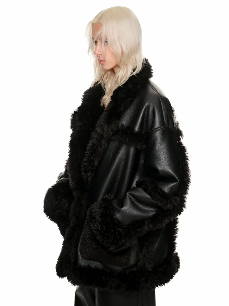 Black & White Reversible Shearling Coat