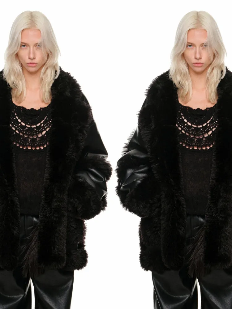 Black & White Reversible Shearling Coat