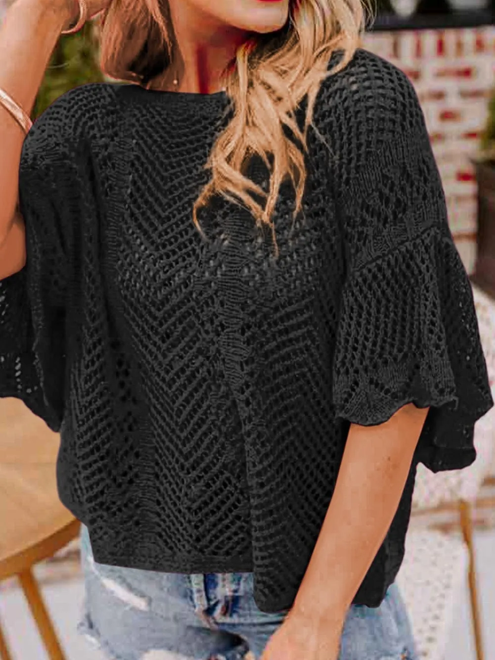 Black Crochet Blouse