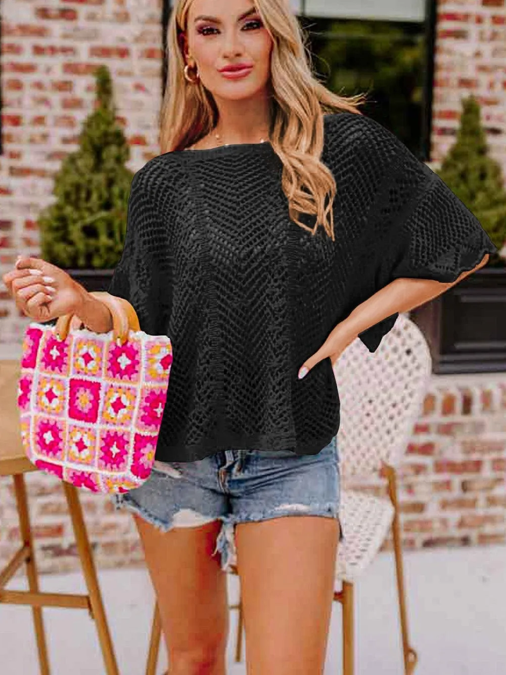 Black Crochet Blouse