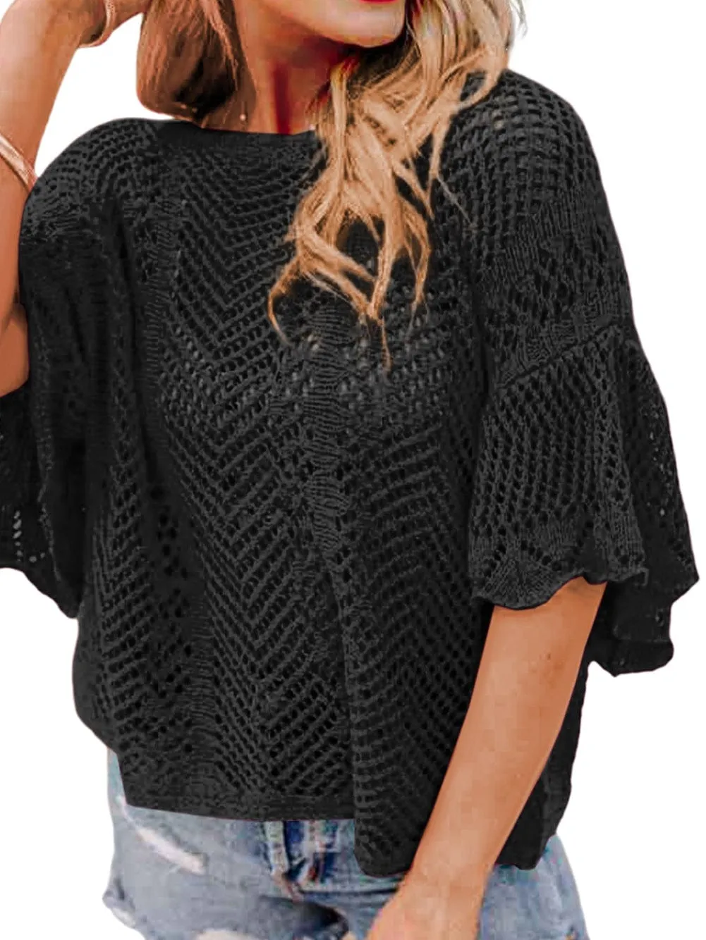 Black Crochet Blouse