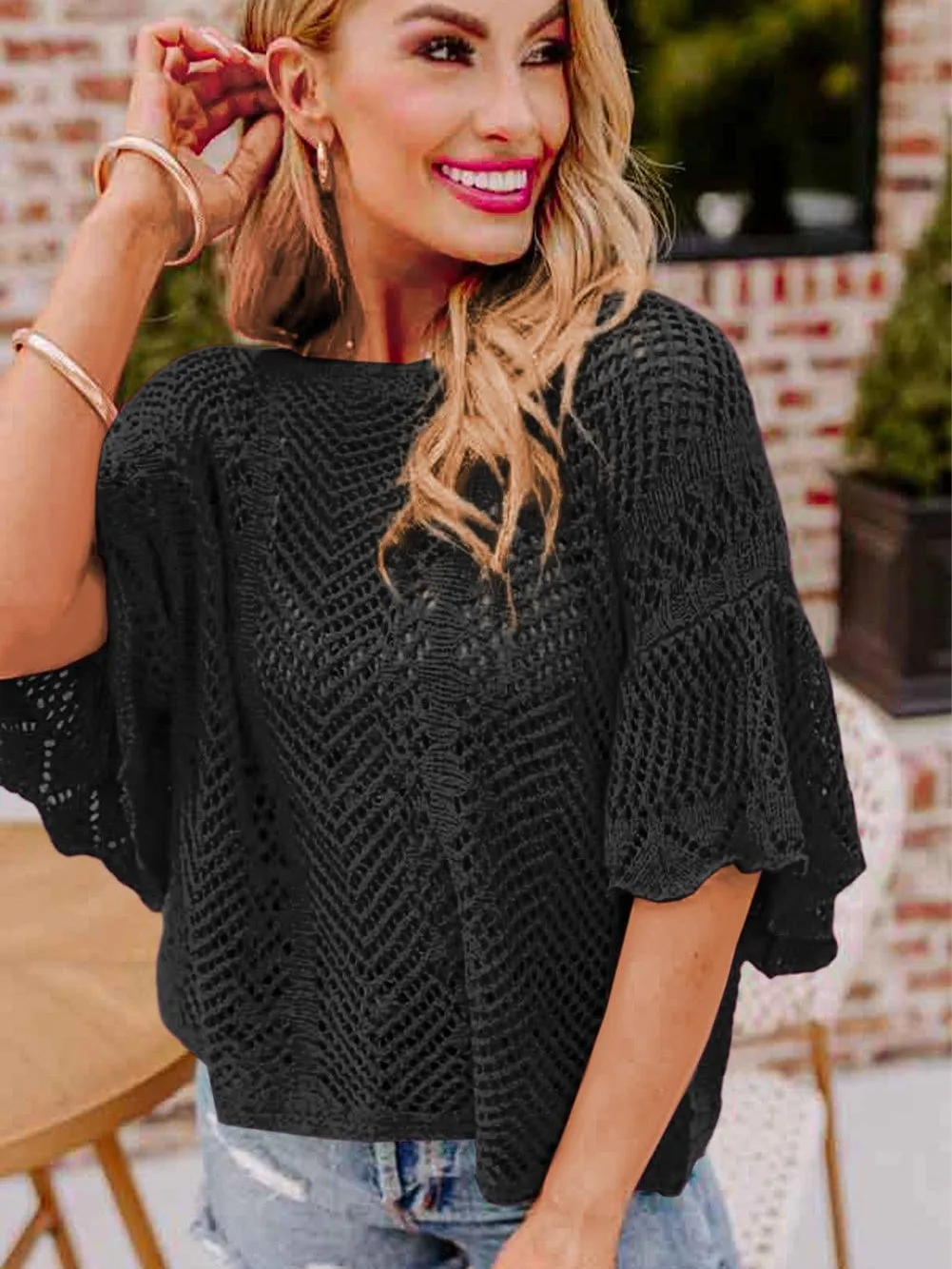 Black Crochet Blouse