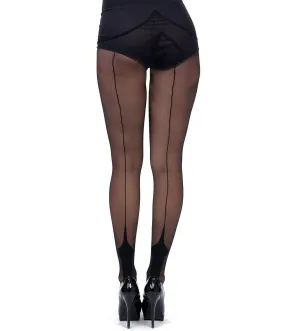 Black Cuban Heel Stockings