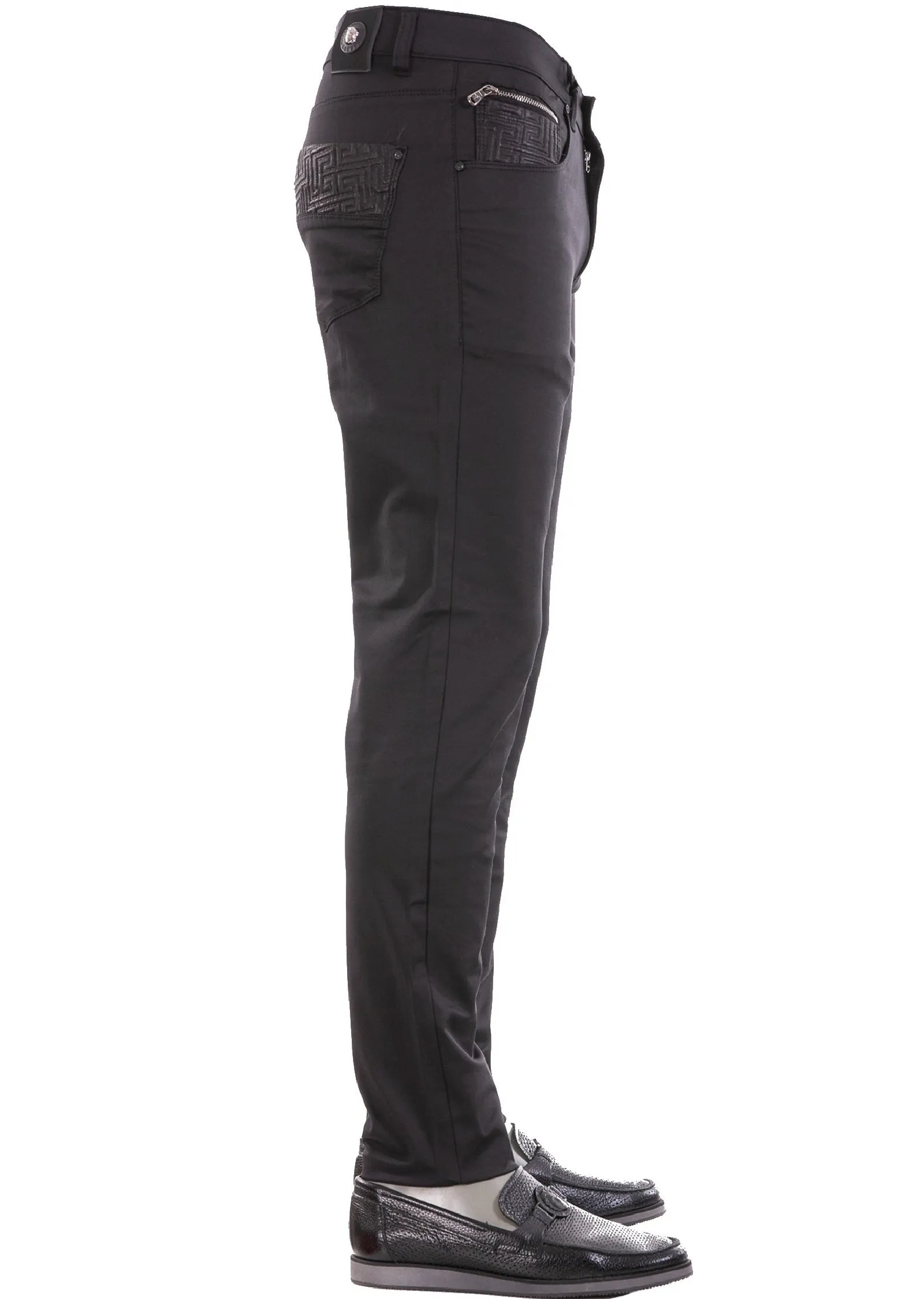 Black Meander Zipper Tech Pants