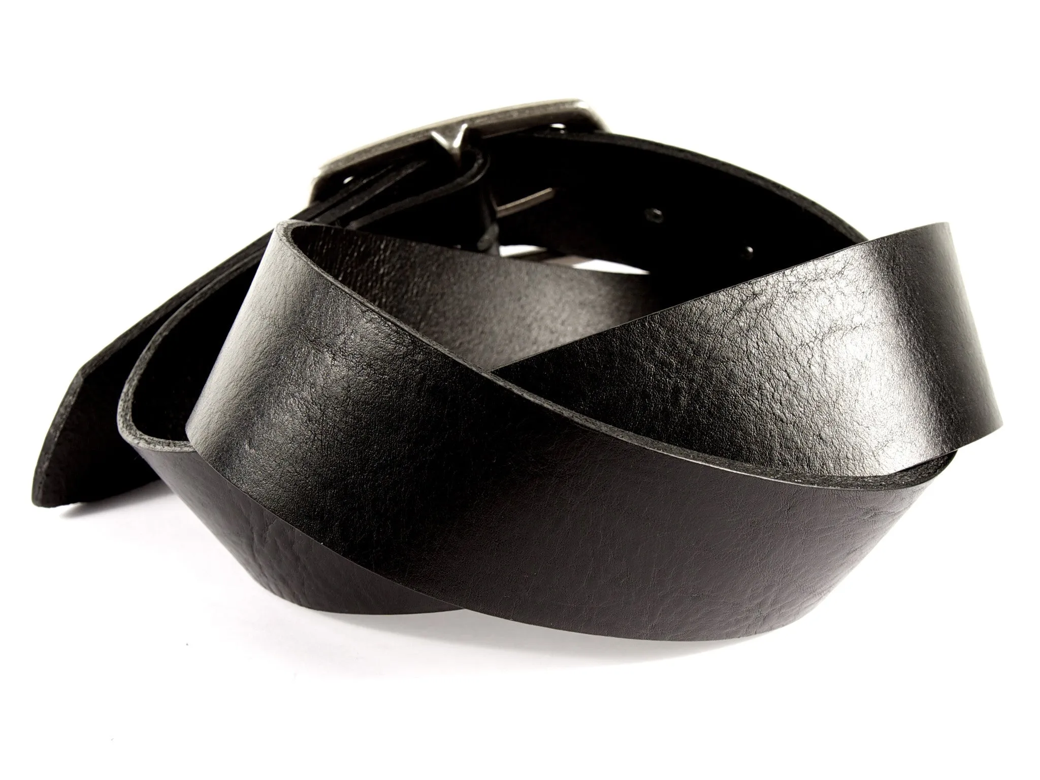 Black Pebble Grain Wide Leather Belt