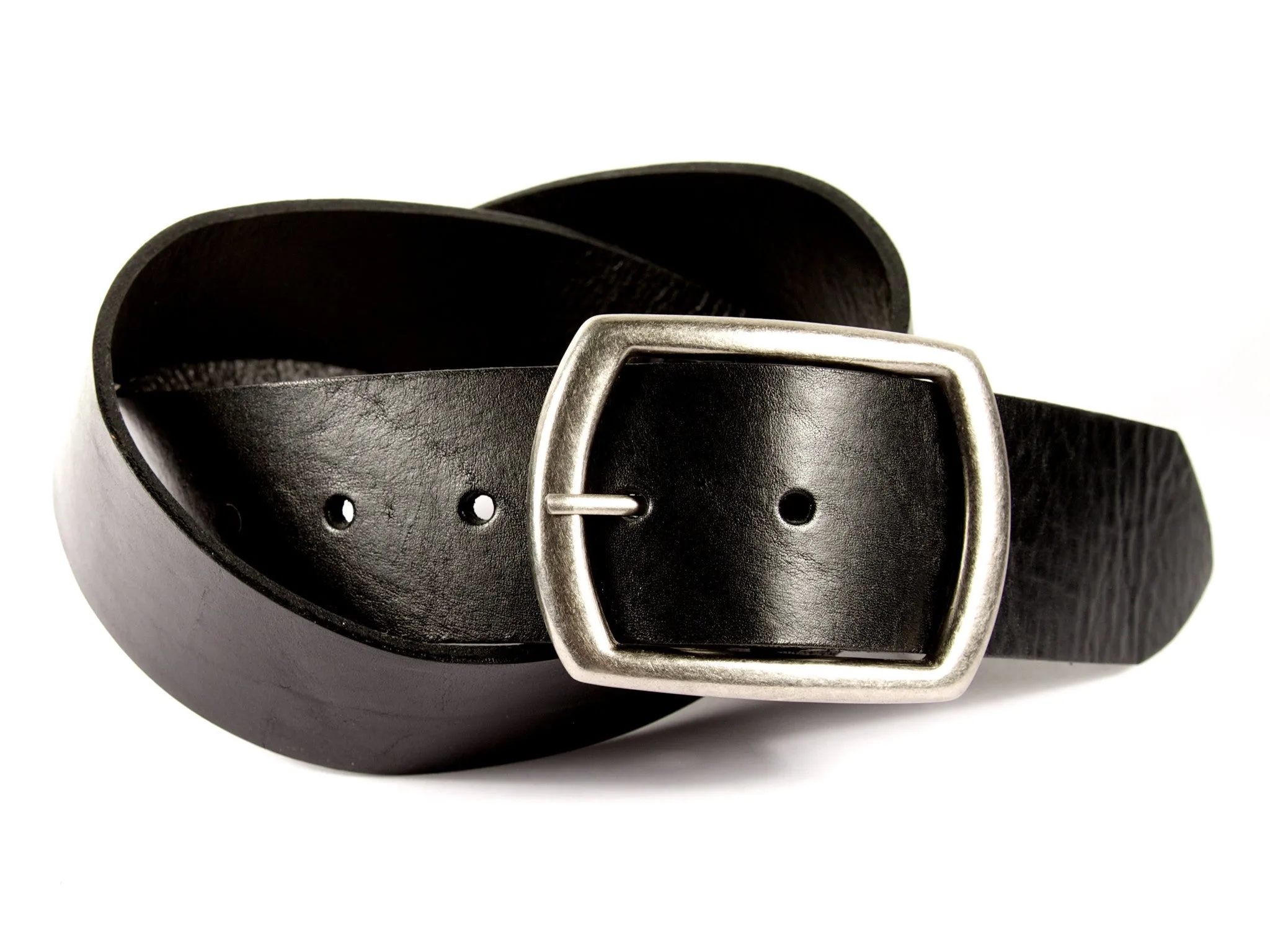 Black Pebble Grain Wide Leather Belt