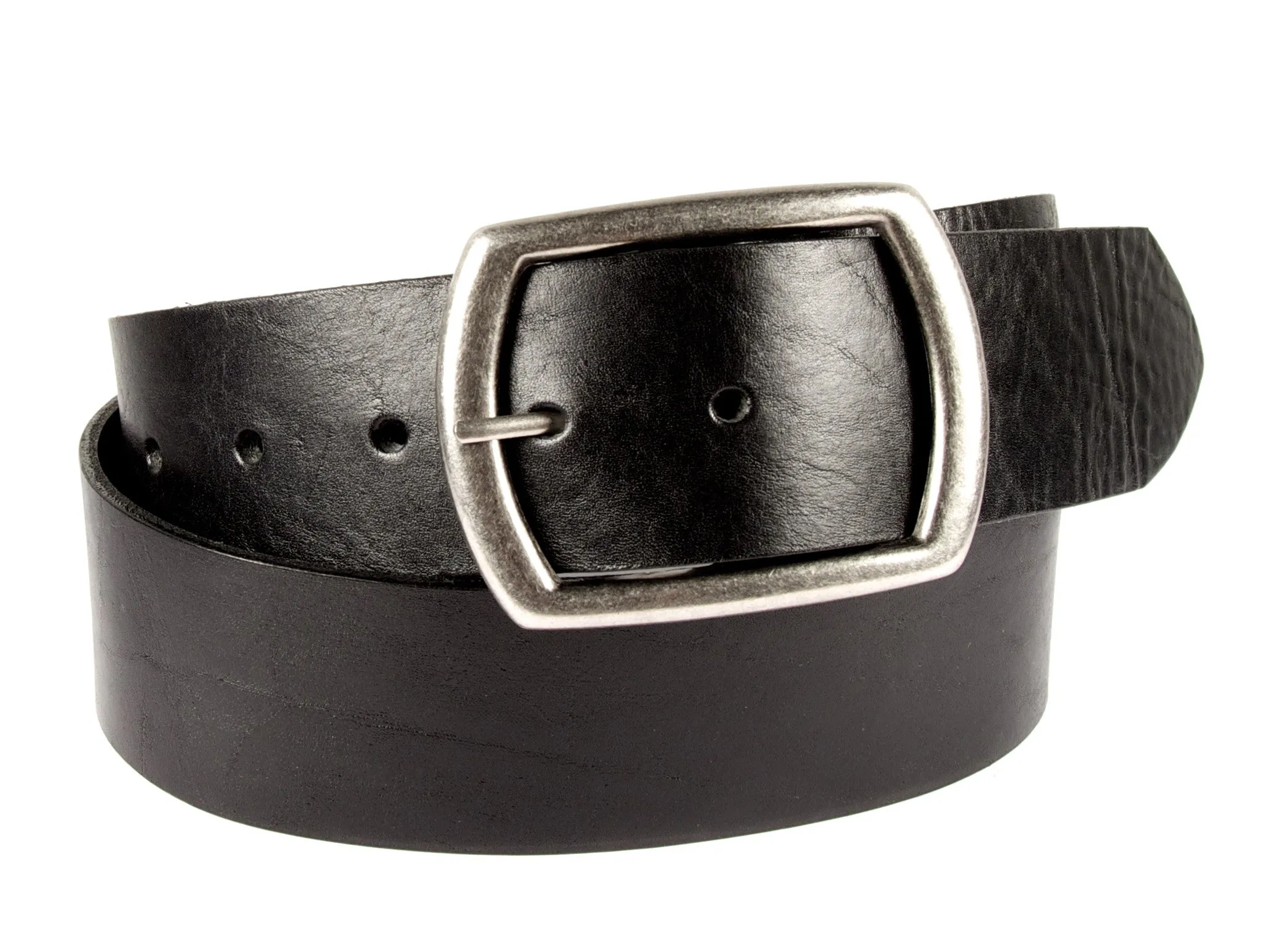 Black Pebble Grain Wide Leather Belt