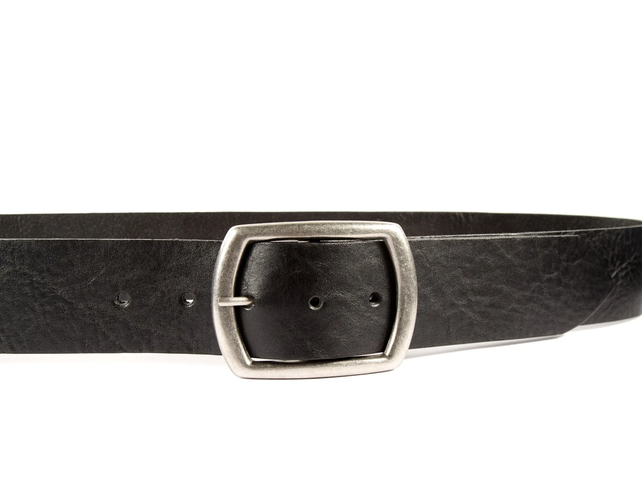 Black Pebble Grain Wide Leather Belt