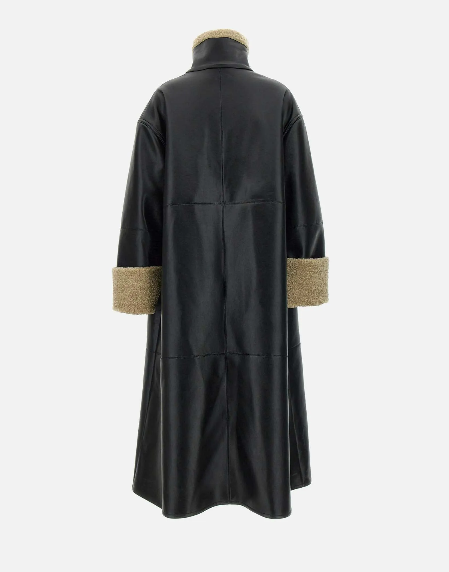 Black Retro Aviator Sheepskin Coat