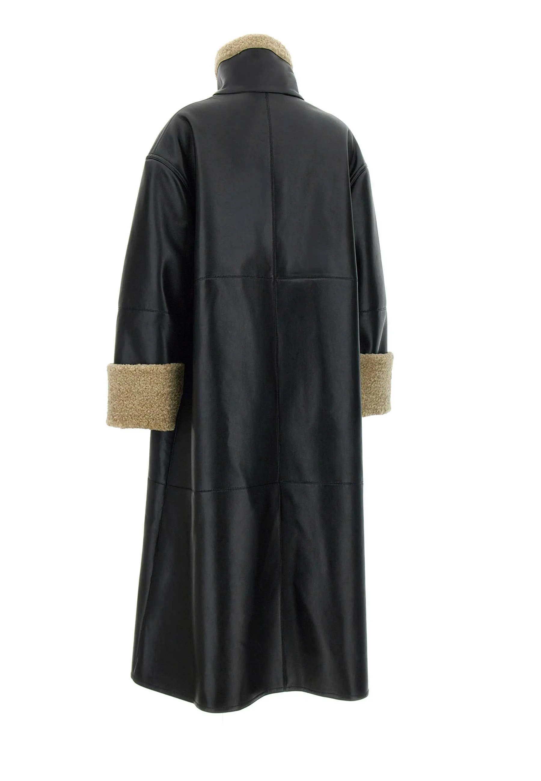 Black Retro Aviator Sheepskin Coat