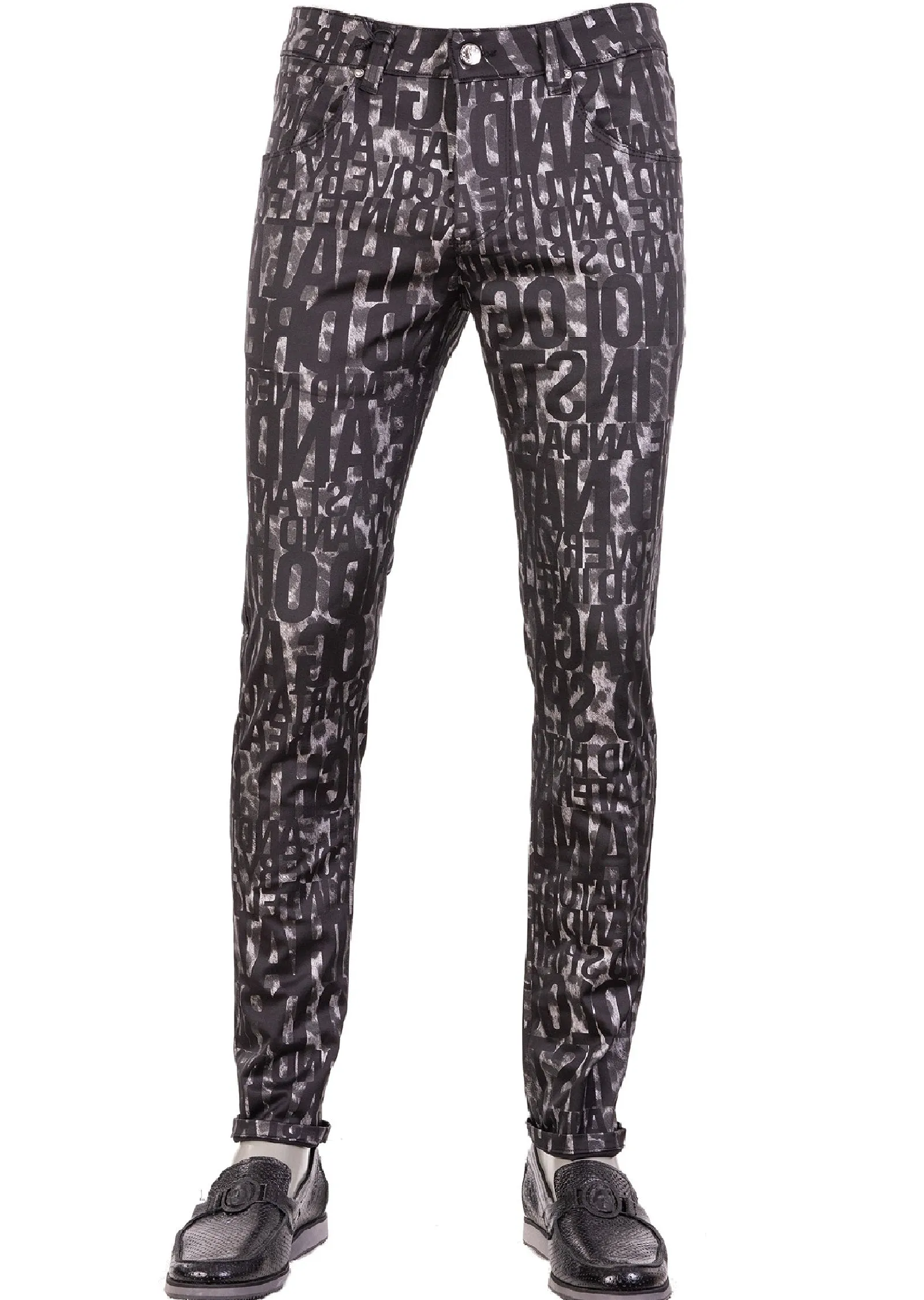 Black Silver "Alphabet" Luxe Pants