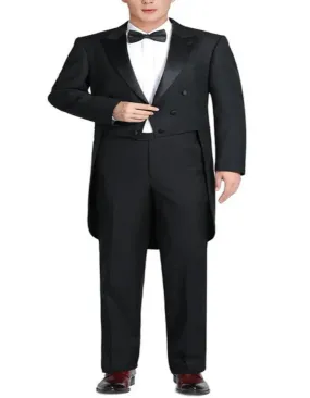 Black Tuxedo - Mens Wedding Suit Satin-faced Peak Lapel - Black Prom Suit