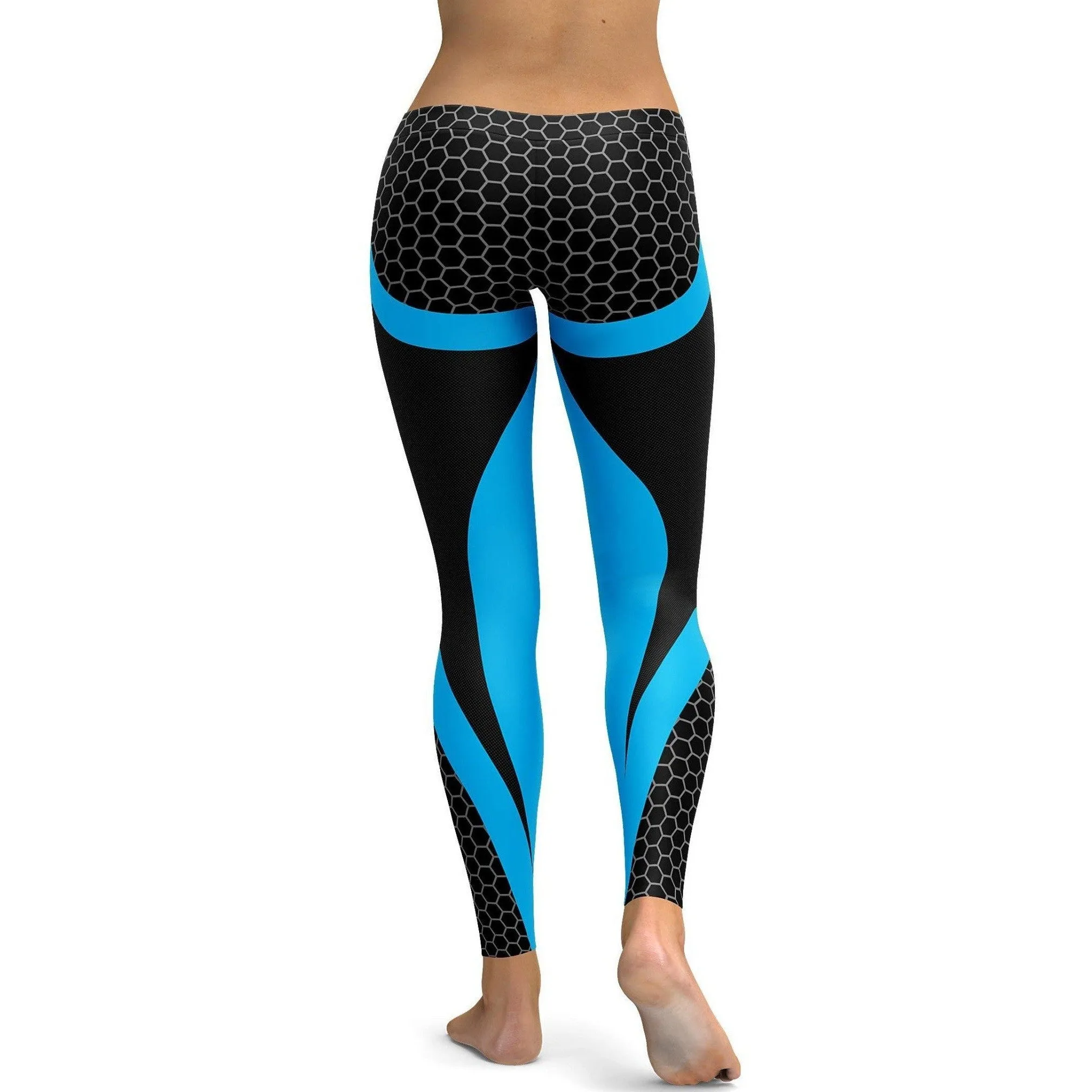 Blue Honeycomb Carbon Leggings