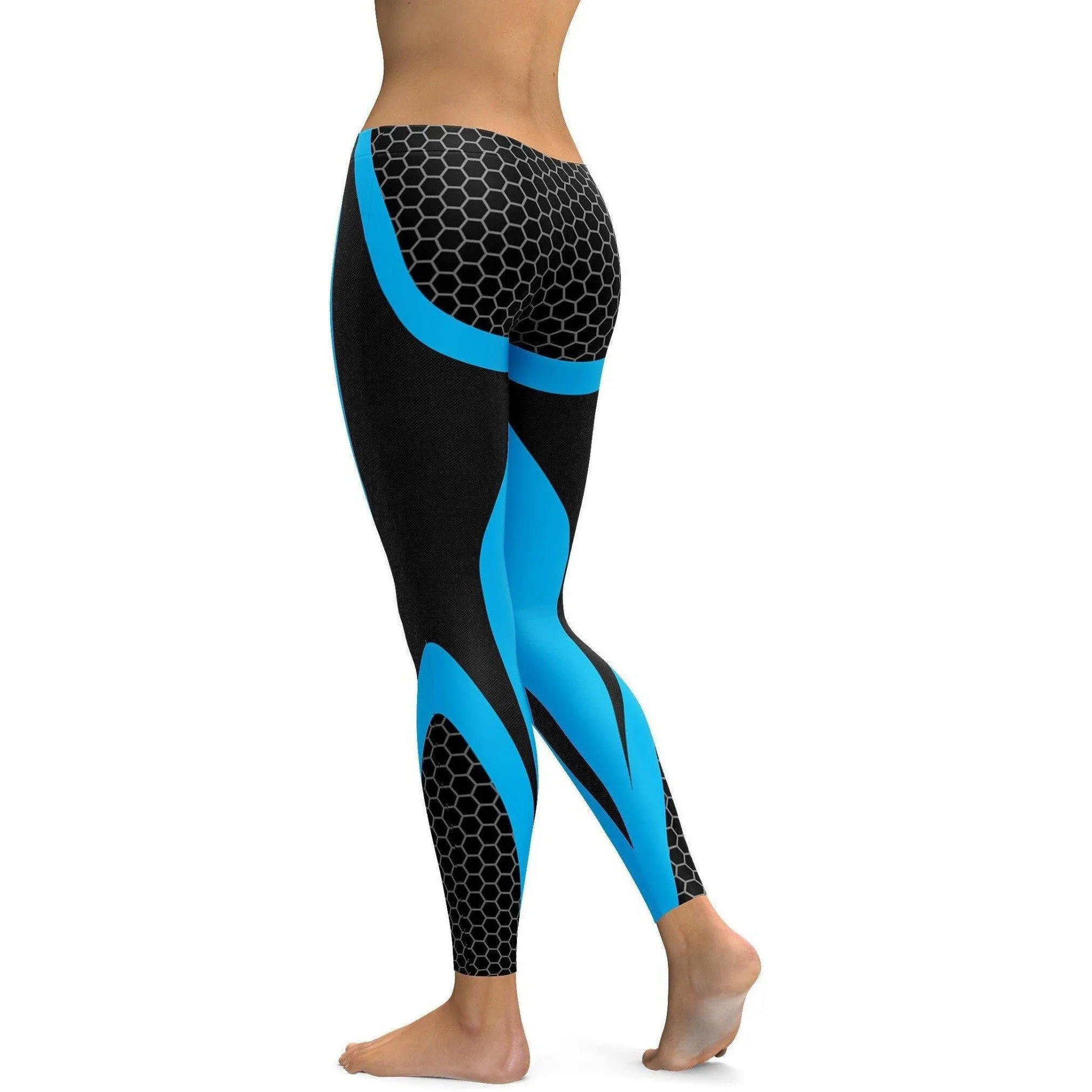 Blue Honeycomb Carbon Leggings